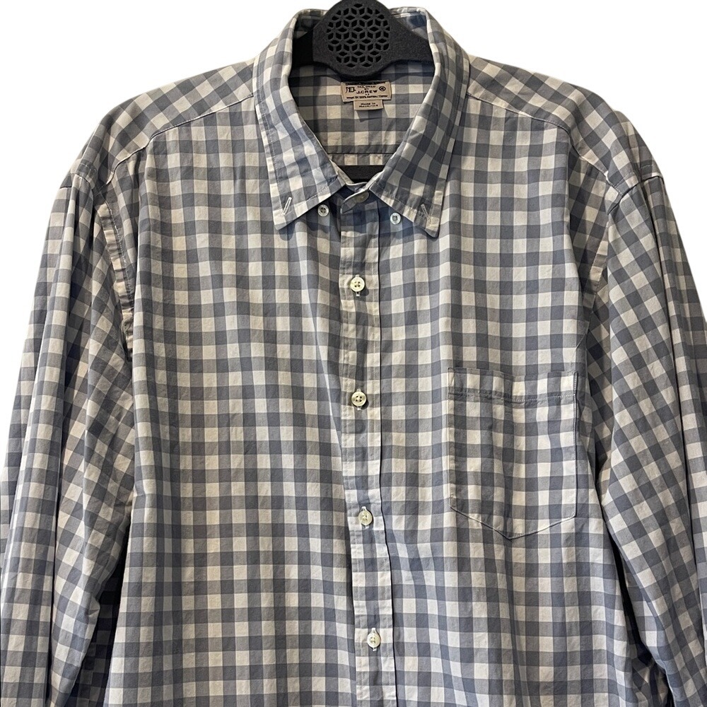 J Crew Blue Check Men's Button Down Shirt Large